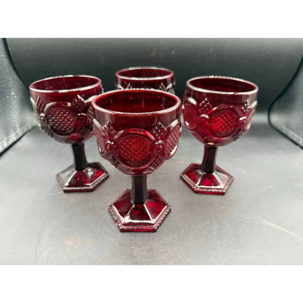 Vintage Avon Ruby Red 1876 Cape Cod Wine Goblets – Set of 4